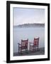 Two Red Rockers on Dock at Sunrise, Lake Mooselookmegontic, Maine-Nance Trueworthy-Framed Photographic Print