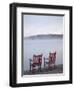 Two Red Rockers on Dock at Sunrise, Lake Mooselookmegontic, Maine-Nance Trueworthy-Framed Photographic Print