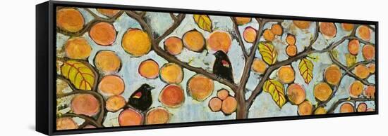 Two Red Winged Blackbirds Sitting in a Tree-Blenda Tyvoll-Framed Stretched Canvas