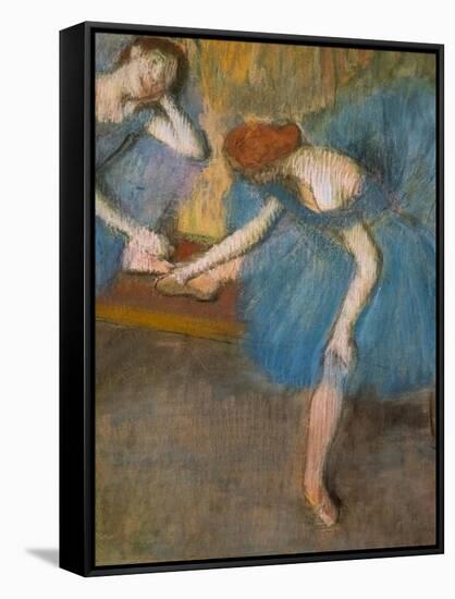 Two resting dancers (also known as “Blue dancers”) (detail). Around 1898. Pastel-Edgar Degas-Framed Stretched Canvas