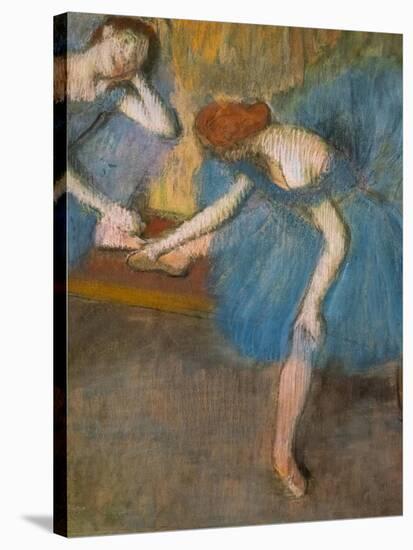 Two resting dancers (also known as “Blue dancers”) (detail). Around 1898. Pastel-Edgar Degas-Stretched Canvas