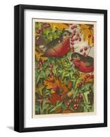 Two Robins Among Berries-null-Framed Art Print