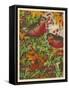 Two Robins Among Berries-null-Framed Stretched Canvas