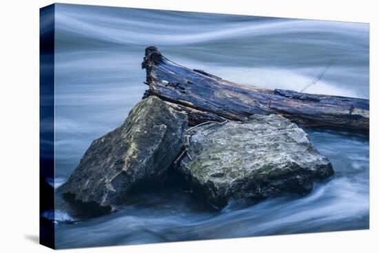 Two Rocks And Long Swirling Water-Anthony Paladino-Stretched Canvas