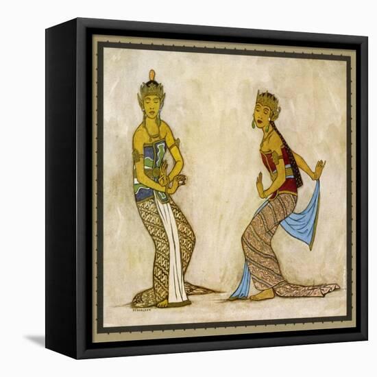 Two Royal Court Dancers Performing the Female Style of Javanese Dance-Tyra Kleen-Framed Stretched Canvas