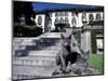 Two Russian Blue Cats Sunning on Garden Stone Steps, Italy-Adriano Bacchella-Mounted Photographic Print