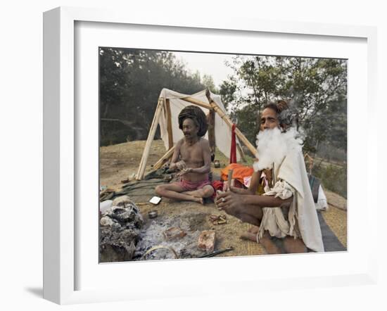 Two Sadhus Smoke Marijuana on the One Day of the Year When It is Legal, Pashupatinath, Nepal-Don Smith-Framed Photographic Print