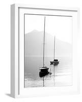 Two Sail Boats in Early Morning on the Mountain Lake. Black and White Photography. Salzkammergut, A-Kletr-Framed Photographic Print