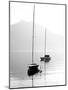 Two Sail Boats in Early Morning on the Mountain Lake. Black and White Photography. Salzkammergut, A-Kletr-Mounted Photographic Print