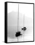 Two Sail Boats in Early Morning on the Mountain Lake. Black and White Photography. Salzkammergut, A-Kletr-Framed Stretched Canvas