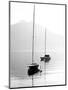 Two Sail Boats in Early Morning on the Mountain Lake. Black and White Photography. Salzkammergut, A-Kletr-Mounted Photographic Print