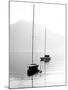 Two Sail Boats in Early Morning on the Mountain Lake. Black and White Photography. Salzkammergut, A-Kletr-Mounted Photographic Print