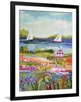 Two Sailboats and Cottage I-Karen Fields-Framed Art Print