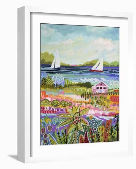 Two Sailboats and Cottage I-Karen Fields-Framed Art Print