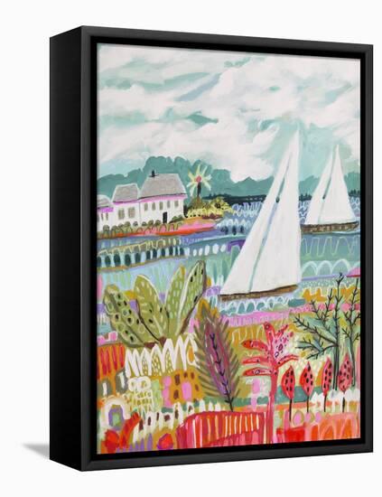 Two Sailboats and Cottage II-Karen Fields-Framed Stretched Canvas