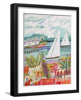 Two Sailboats and Cottage II-Karen Fields-Framed Art Print