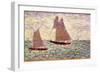 Two Sailboats at Grandcamp, C.1885 (Oil on Panel)-Georges Pierre Seurat-Framed Giclee Print