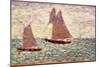 Two Sailboats at Grandcamp, C.1885 (Oil on Panel)-Georges Pierre Seurat-Mounted Giclee Print