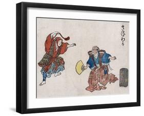 Two Saruwaka Actors, Japanese Wood-Cut Print-Lantern Press-Framed Art Print