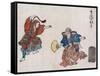 Two Saruwaka Actors, Japanese Wood-Cut Print-Lantern Press-Framed Stretched Canvas