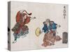 Two Saruwaka Actors, Japanese Wood-Cut Print-Lantern Press-Stretched Canvas