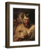 Two Satyrs, about 1615-Peter Paul Rubens-Framed Giclee Print