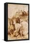 Two Satyrs with an Astrological Disc in a Landscape-null-Framed Stretched Canvas