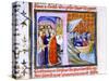 Two Scenes from the Chronique De St Denis, Late 14th Century-null-Stretched Canvas