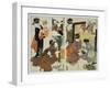 Two Scenes from the Series 'Loyal League' Depicting Everyday Life of an Edo Period Household-Kitagawa Utamaro-Framed Giclee Print