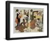 Two Scenes from the Series 'Loyal League' Depicting Everyday Life of an Edo Period Household-Kitagawa Utamaro-Framed Giclee Print