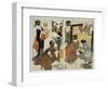 Two Scenes from the Series 'Loyal League' Depicting Everyday Life of an Edo Period Household-Kitagawa Utamaro-Framed Giclee Print