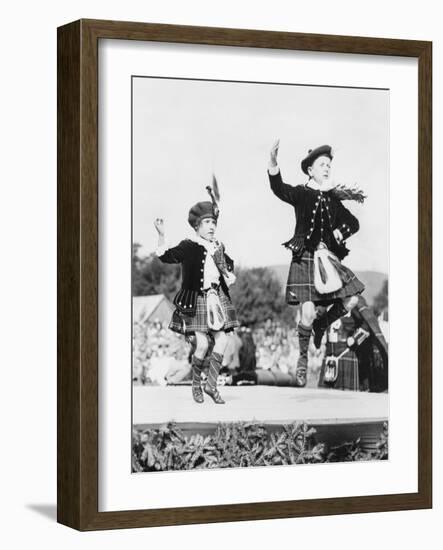 Two Scottish Children in Kilts Dancing Photograph - Scotland-Lantern Press-Framed Art Print