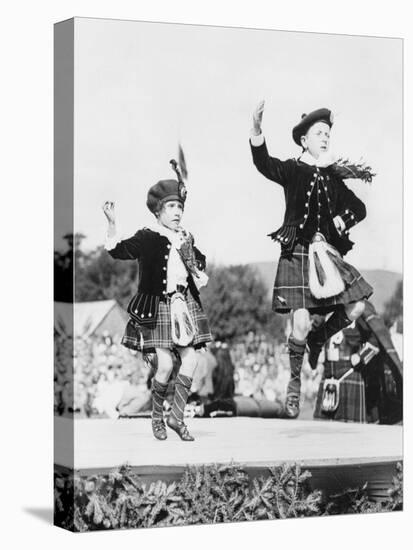 Two Scottish Children in Kilts Dancing Photograph - Scotland-Lantern Press-Stretched Canvas