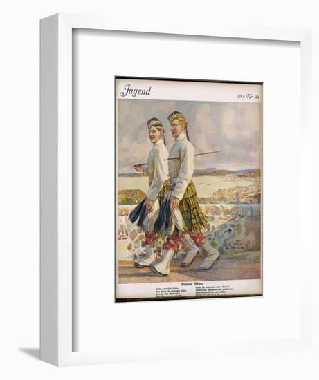 Two Scottish Soldiers in Walking-Out Dress at Oban-Raimund Germela-Framed Art Print