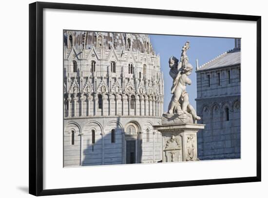 Two Sculptures of Angels Between Duomo Santa Maria Assunta and Battistero (Baptistery)-Markus Lange-Framed Photographic Print