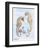 Two Sea Horses, with Shells, 2000-Joan Thewsey-Framed Premium Giclee Print