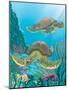 Two Sea Turtles Swimming Underwater-Milovelen-Mounted Art Print