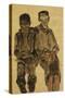 Two Seated Boys; Zwei Sitzende Knaben, 1910-Egon Schiele-Stretched Canvas