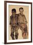 Two Seated Boys-Egon Schiele-Framed Giclee Print