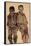 Two Seated Boys-Egon Schiele-Framed Stretched Canvas