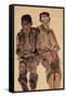 Two Seated Boys-Egon Schiele-Framed Stretched Canvas