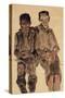 Two Seated Boys-Egon Schiele-Stretched Canvas