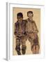 Two Seated Boys-Egon Schiele-Framed Giclee Print