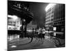 Two Serbian Women Walking Along a Street at Night, Belgrade-null-Mounted Photographic Print