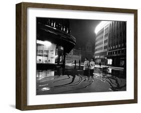 Two Serbian Women Walking Along a Street at Night, Belgrade-null-Framed Photographic Print