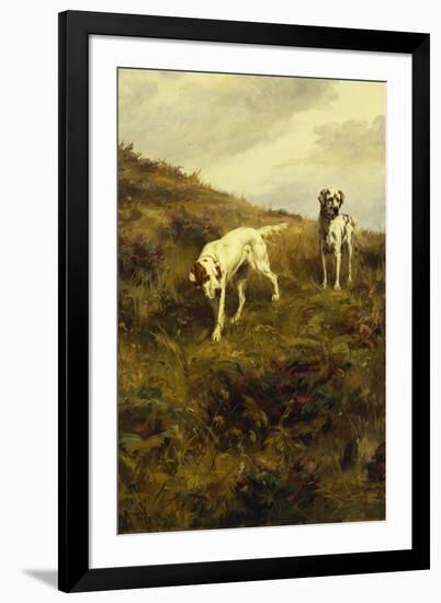 Two Setters Pointing at Quail-Percival L. Rosseau-Framed Giclee Print