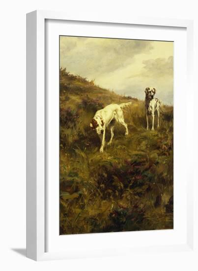 Two Setters Pointing at Quail-Percival L. Rosseau-Framed Giclee Print