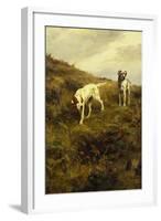 Two Setters Pointing at Quail-Percival L. Rosseau-Framed Giclee Print