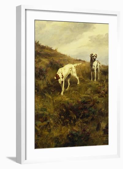 Two Setters Pointing at Quail-Percival L. Rosseau-Framed Giclee Print