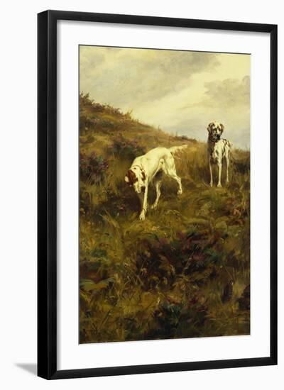 Two Setters Pointing at Quail-Percival L. Rosseau-Framed Giclee Print